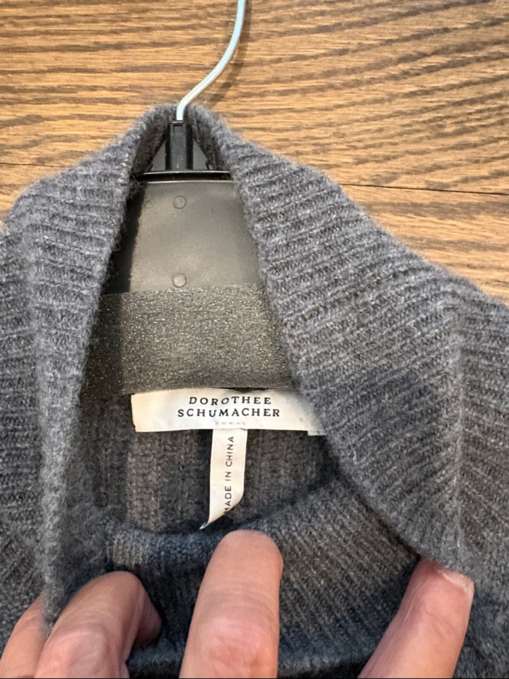 Cozy Gray Cable Knit Mock Neck Sweater cashmere - Picture 2 of 3